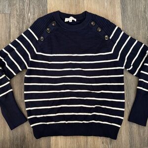 Navy Striped Crew Neck Sweater